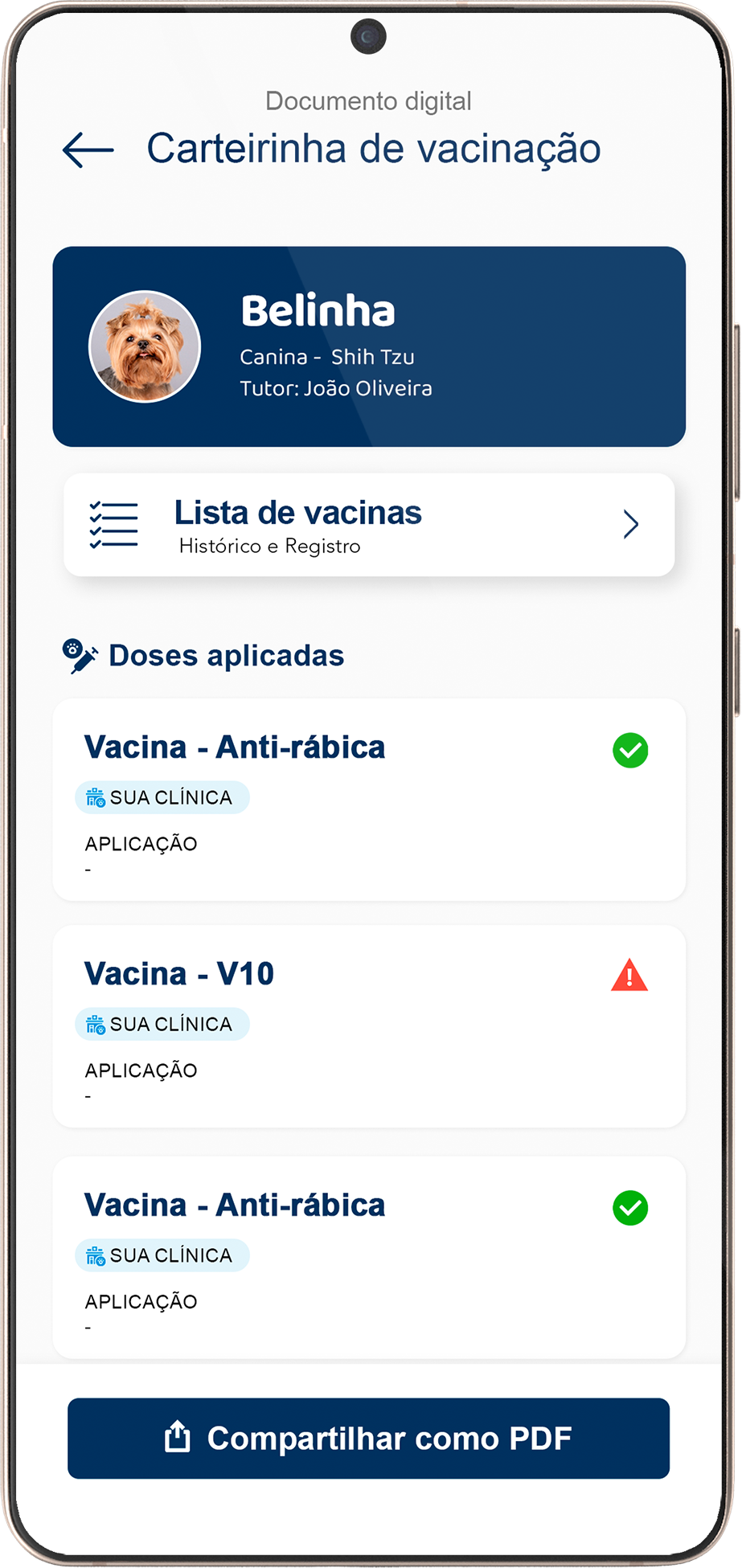 Carteirinha de vacinação digital no app