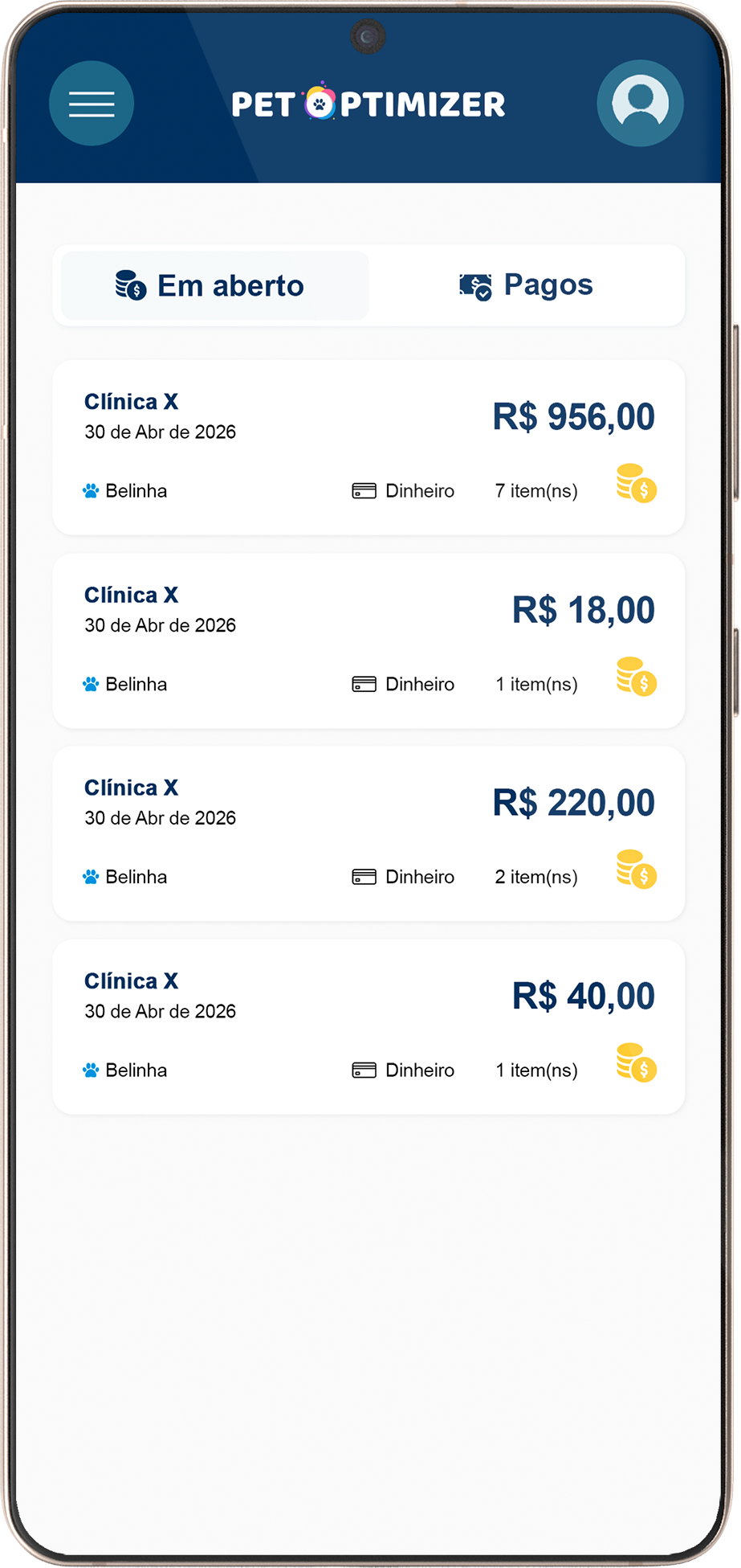 Lista de compras e lançamentos no app